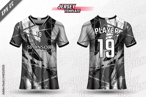 Premium soccer jersey template with abstract texture.	
