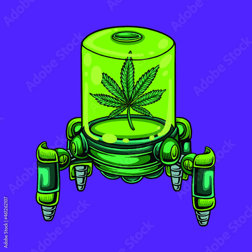 Green Slime cannabis robot cartoon