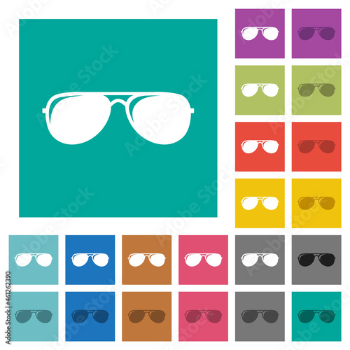 Aviator sunglasses with glosses square flat multi colored icons