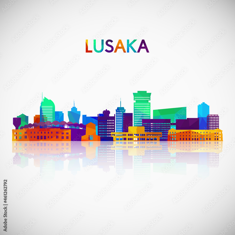 Lusaka skyline silhouette in colorful geometric style. Symbol for your design. Vector illustration.