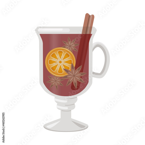 Christmas mulled wine with spices and fruits Traditional winter hot drink
Ingredients for milled wine cooking. Illustration mulled wine isolated