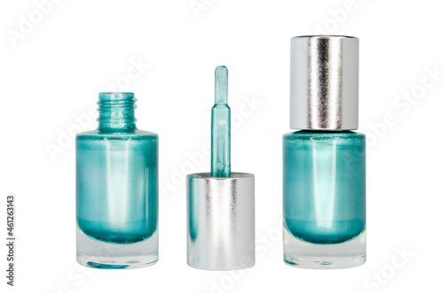 Colorful nail polish - isolated on white background, turquoise style.