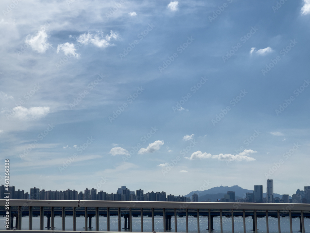 beautiful blue sky with clouds in Seoul