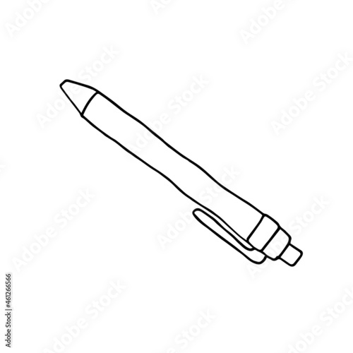 Doodle pen. A pen for writing. Single continuous line drawing of ballpoint. Back to school minimalist style. Education concept.
