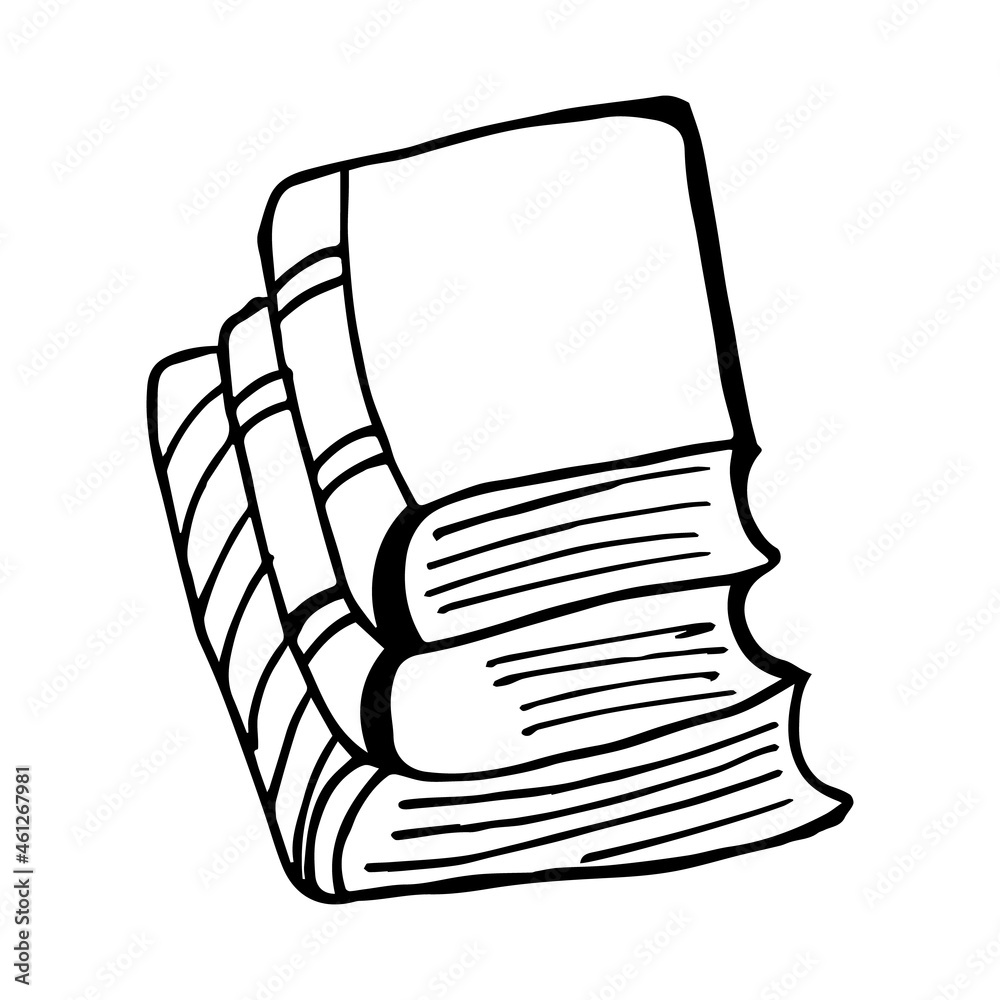 Stack of books hand drawn vector. Continuous one line drawing. Vector illustration minimalist linear hand drawn. Isolated on white background.
