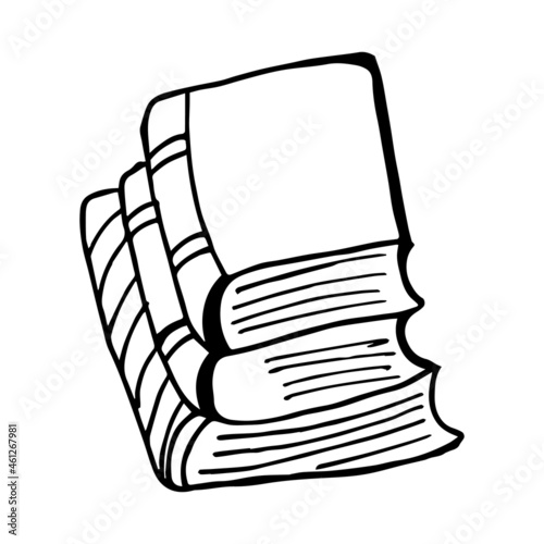 Stack of books hand drawn vector. Continuous one line drawing. Vector illustration minimalist linear hand drawn. Isolated on white background.