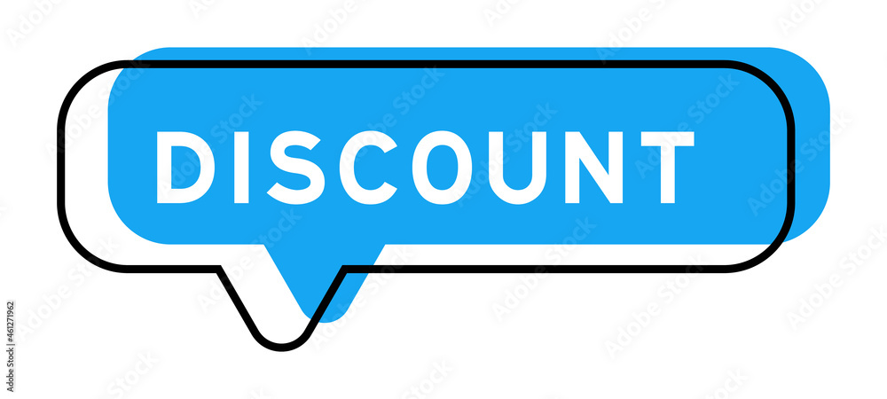 Speech banner and blue shadow with word discount on white background Speech banner and blue shadow with word discount on white background
