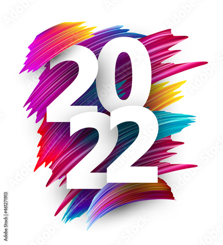 2022 sign over gradient brush strokes daub.