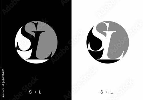 Black and white color of SL initial letter