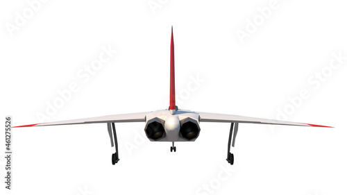 Fighter plane 1- Back view white background 3D Rendering Ilustracion 3D