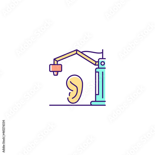 3d printed ear RGB color icon. Producing artificial human ear. Bioprinting method. Customizable organ. Body part replacement. Use living cells. Isolated vector illustration. Simple filled line drawing