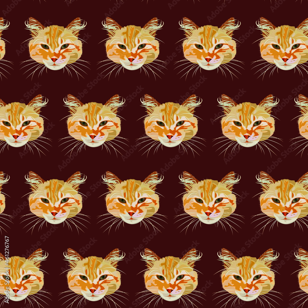 Vector drawing cute cats. Cat pet icon. For printing on fabric.