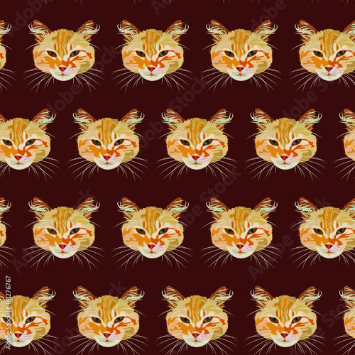 Vector drawing cute cats. Cat pet icon. For printing on fabric.