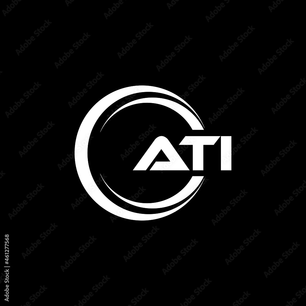 ATI letter logo design with black background in illustrator, vector