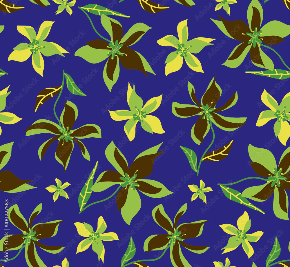 Fototapeta premium Abstract Hand Drawing Peony Flowers and Leaves Seamless Vector Pattern Isolated Background