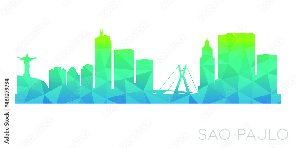 São Paulo, State of São Paulo, Brazil Low Poly Skyline Clip Art City Design. Geometric Polygon Graphic Horizon Icon. Vector Illustration Symbol.