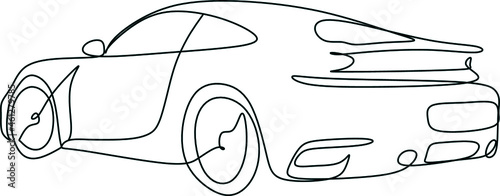 фотография Car vector one line art. Line drawing car illstration