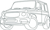 Car vector one line art. Line drawing car illstration