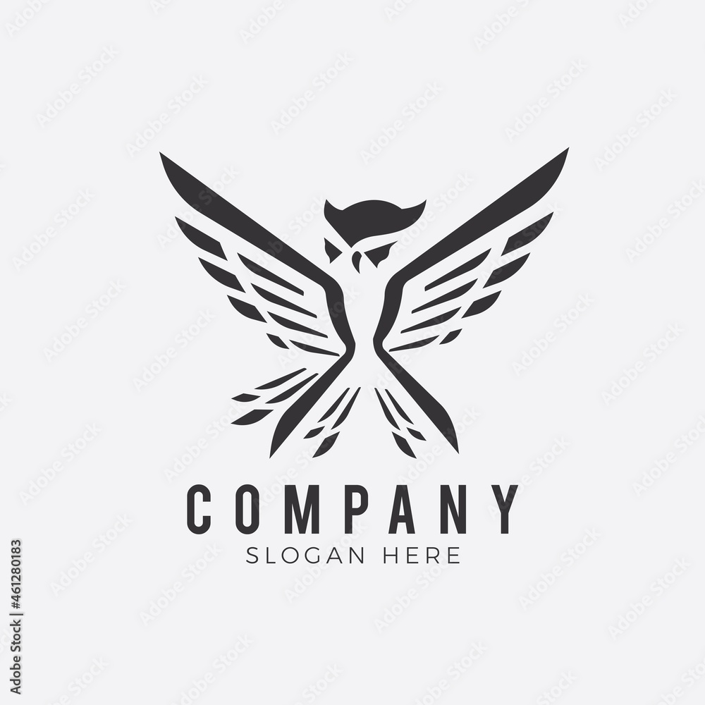owl wings logo design