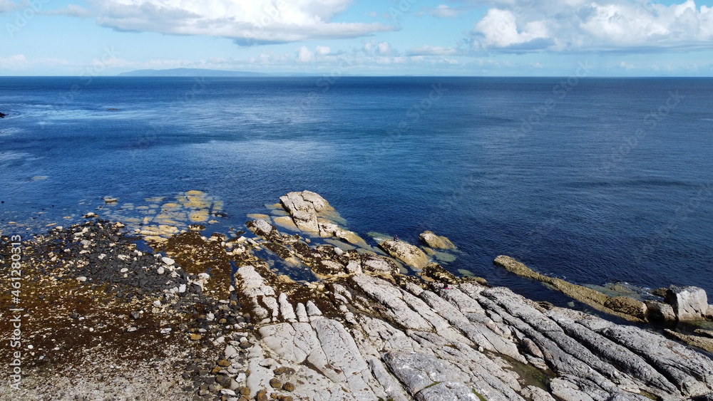 Aerial photo of Beautiful Scenery of Rocks Mountains and Sea at the North Coast of Ireland Aerial photo of Beautiful Scenery of Rocks Mountains and Sea at the North Coast of Ireland
