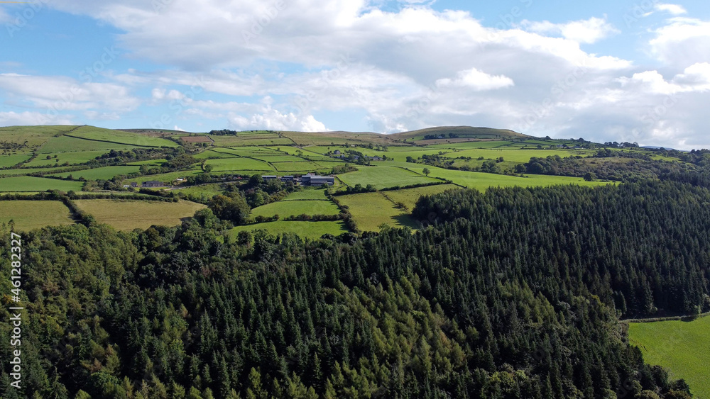 Aerial photo of Glenarm Forest and Glen Co Antrim Northern Ireland