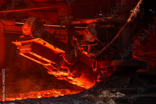 Blast furnace after cast iron tapping. Equipment and mechanisms