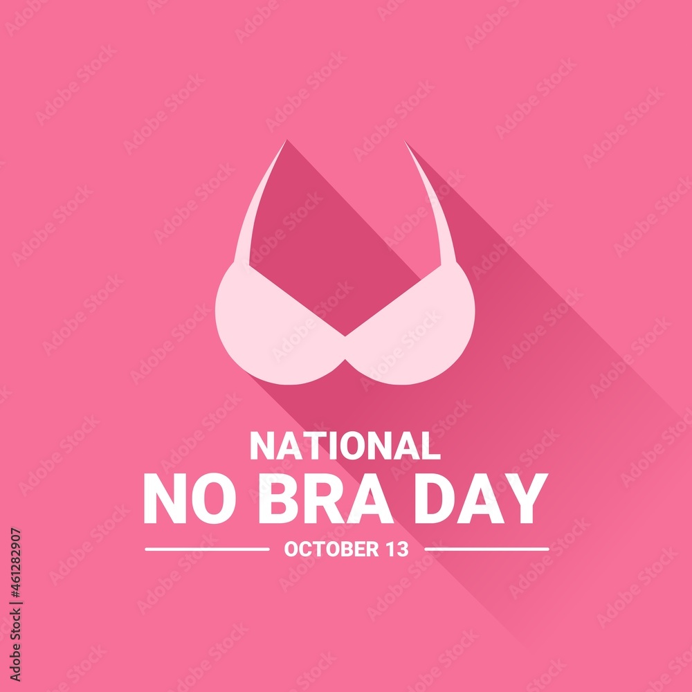 Vector illustration, bra icon in flat style, as a template, national no bra  day banner or poster. Stock Vector