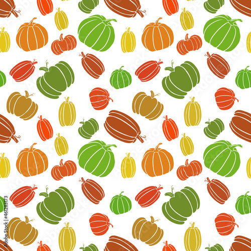 endless pattern with pumpkins on white background