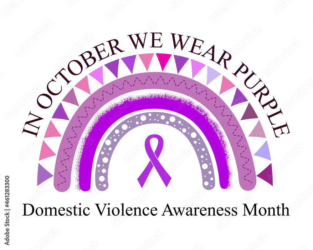 Domestic Violence Awareness Month concept. In October We Wear Purple