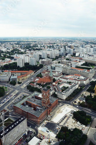 GERMANY  BERLIN  Aerial cityscape view of Berlin city skyline architecture from Fernsehturm TV Tower