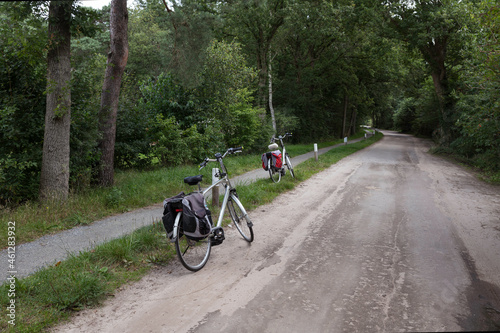 two bikes during a cycling break in the forest