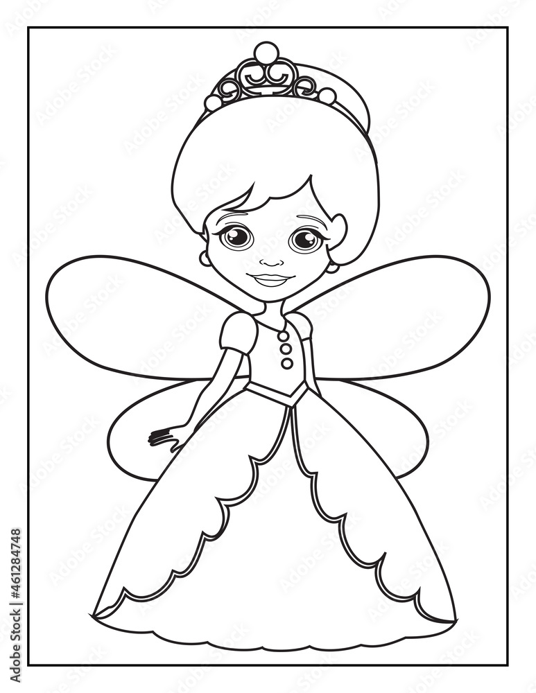 Fairy Coloring Book Pages for Kids. Coloring book for children. Fairy.