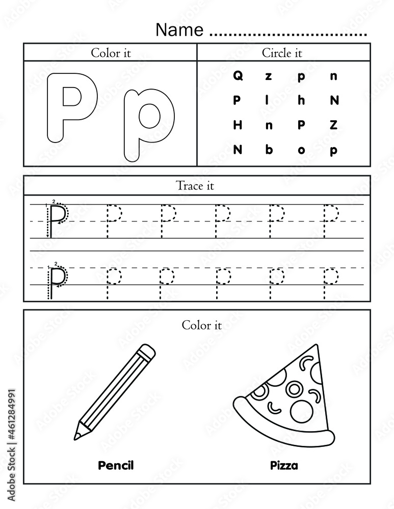 english alphabet letters tracing line printable worksheet with cute picture for coloring for vocabulary learning basic writing practice for preschool and kindergarten kids student and teacher stock vector adobe stock