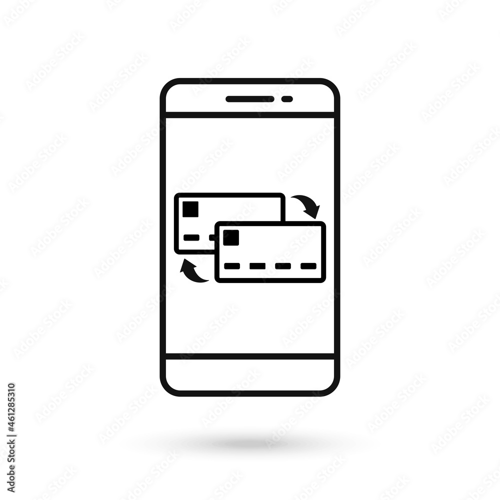 Mobile phone flat design with card transaction sign.