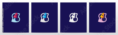 Rocket And Stars On Letter Logo Design S