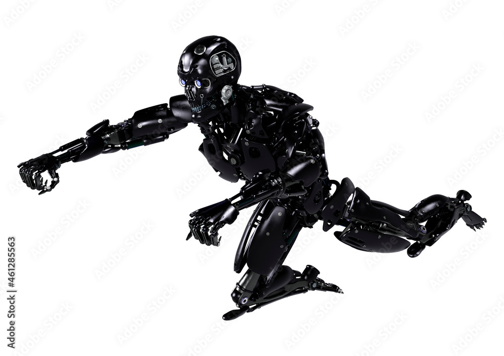 3D Rendering Male Robot on White