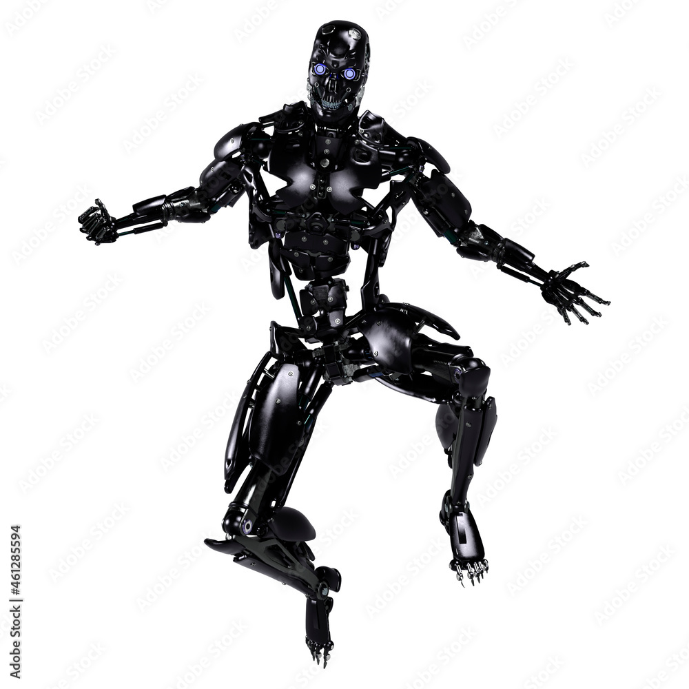 3D Rendering Male Robot on White