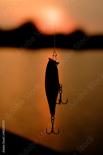 Fishing bait against the evening sky