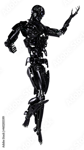 3D Rendering Male Robot on White
