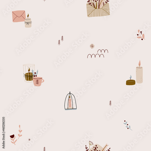 modern boho hygge minimalism. merry christmas and new year. winter stickers for design. vector set of christmas elements.