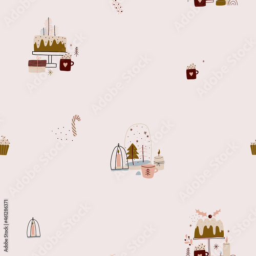 modern boho hygge minimalism. merry christmas and new year. winter stickers for design. vector set of christmas elements.