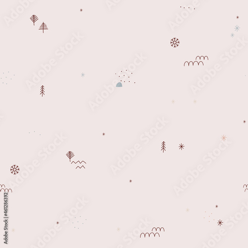 modern boho hygge minimalism. merry christmas and new year. winter stickers for design. vector set of christmas elements.
