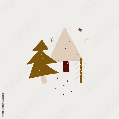 modern boho hygge minimalism. merry christmas and new year. winter stickers for design. vector set of christmas elements.