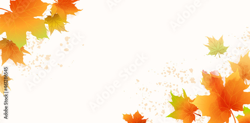 Autumn banner template with maple leaves. Leaf fall. Watercolor texture. Vector background for poster  flyer  leaflets for event
