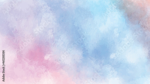 Watercolor hand drawn abstract horizontal background with strains. Blue red gradient watercolor fill texture background.
