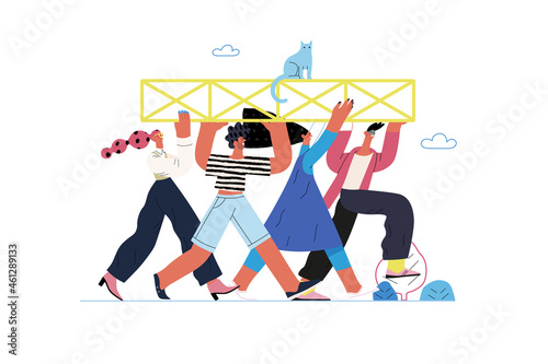 Startup illustration. Concept of building new business