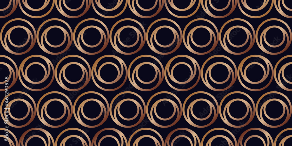 Abstract geometric seamless dark blue and circle line gold pattern design. Vector illustration. Eps10
