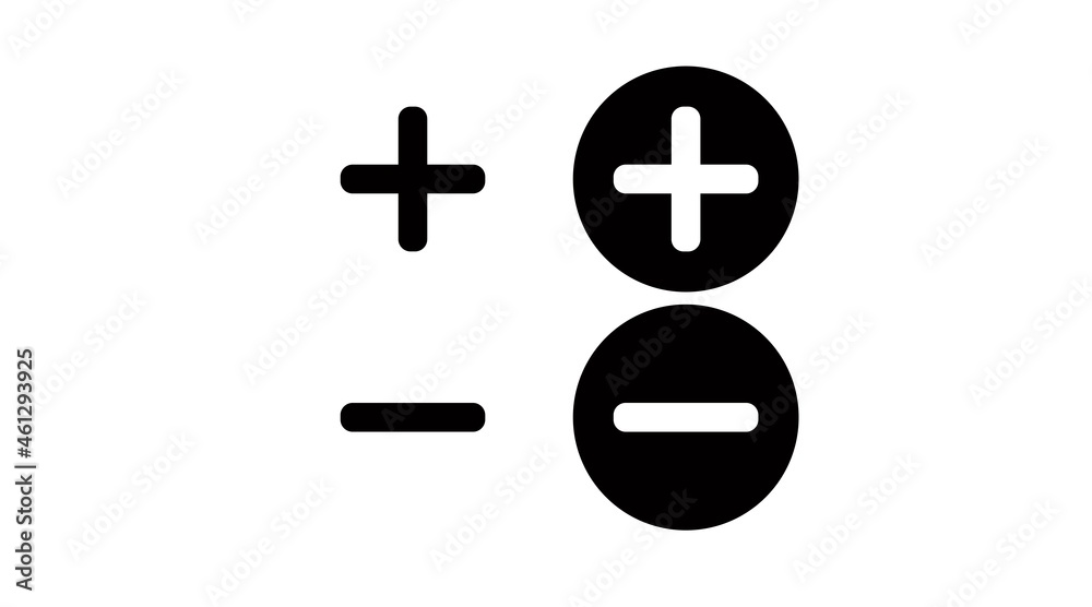 Plus and Minus Icon Set. Black and white editable flat illustration set Plus and Minus Icon Set. Black and white editable flat illustration set