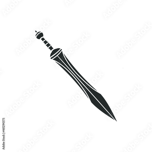Gladius Sword Icon Silhouette Illustration. Ancient Weapon Vector Graphic Pictogram Symbol Clip Art. Doodle Sketch Black Sign. photo