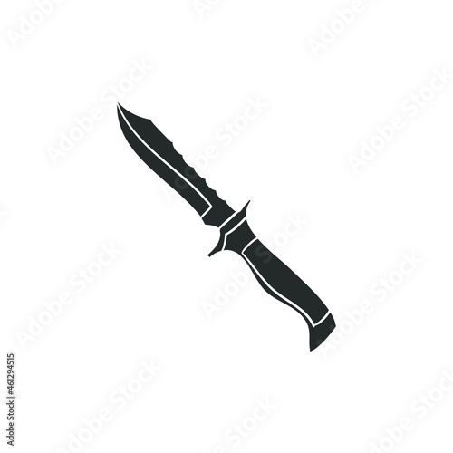 Knife Bowie Icon Silhouette Illustration. Hunter Tools Vector Graphic Pictogram Symbol Clip Art. Doodle Sketch Black Sign.